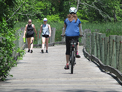 biker and walkers